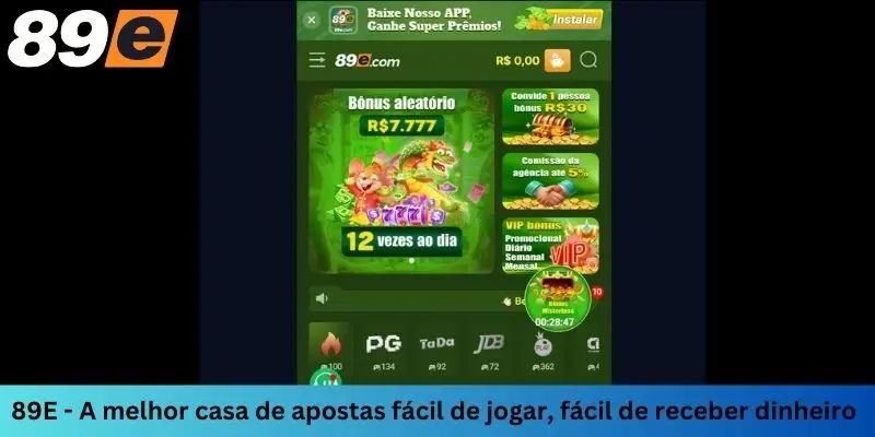A casa de apostas 89E promete trazer para você um espaço de experiência maravilhoso com uma loja diversificada de jogos