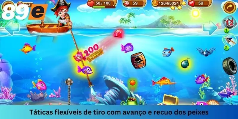 Atirar peixes com flexibilidade para frente e para trás traz a maior eficiência